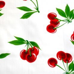 Mexican Oilcloth Cherries White